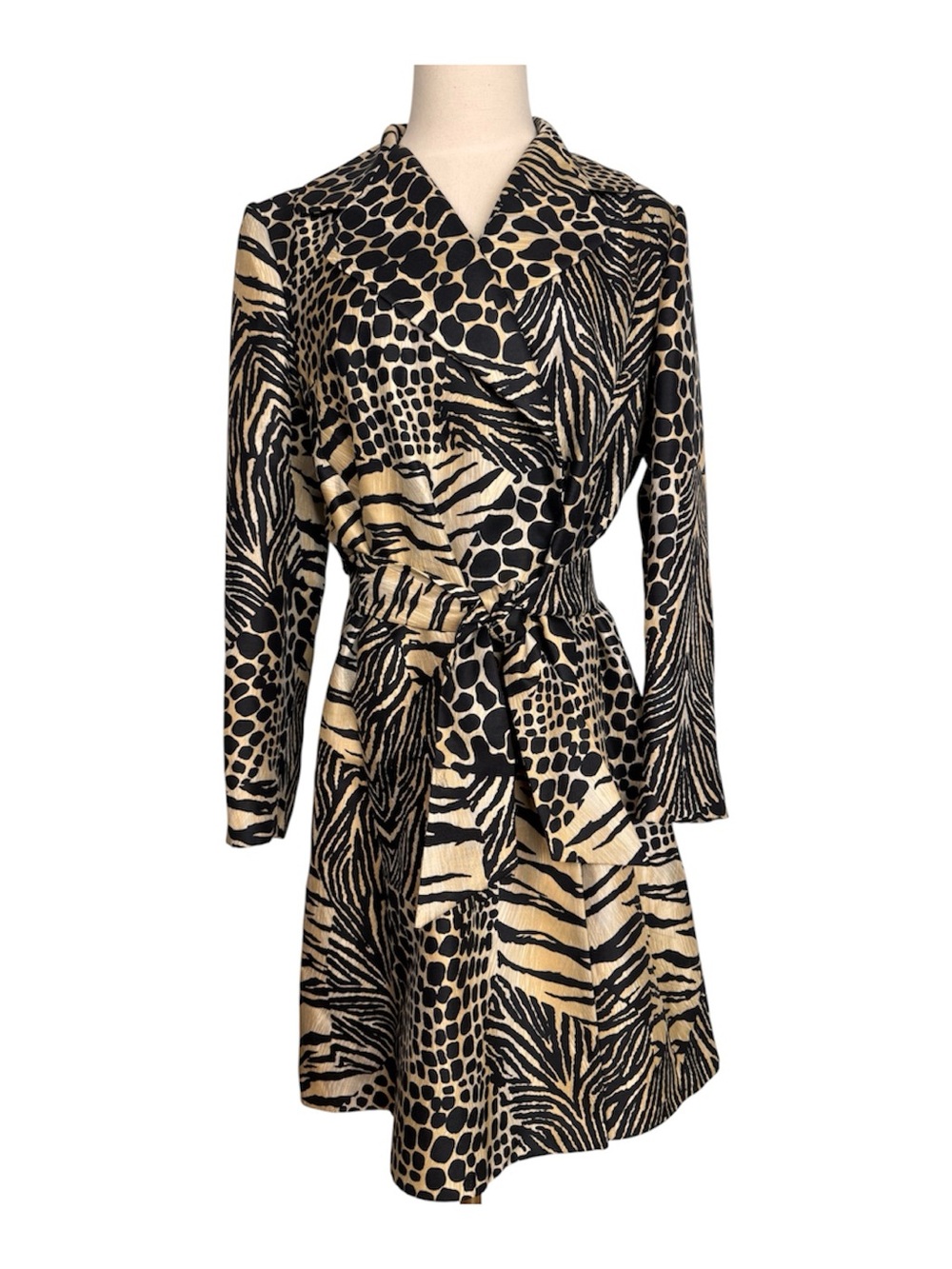 Vintage Dolce & Gabbana 100% Silk Animal Print Belted Jacket Size 42 - Picture 2 of 8